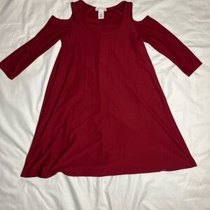 Planet Gold Red Cold Shoulder Dress